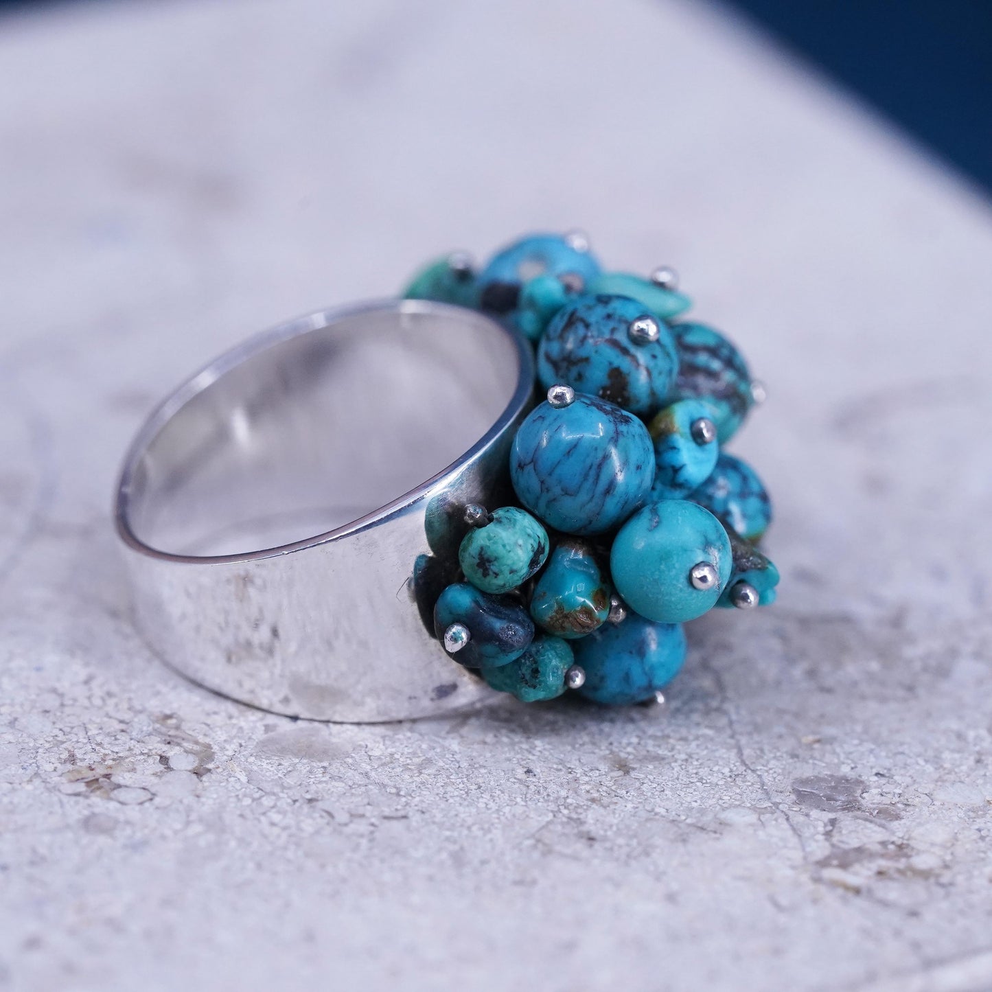 Size 7.25, Sterling 925 silver ring, Native American, southwestern turquoise