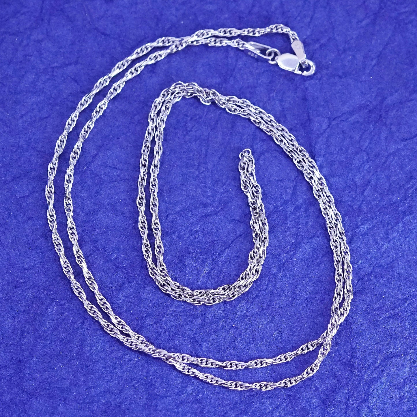 24”, 2mm, vintage Sterling silver necklace, 925 Singapore rope chain