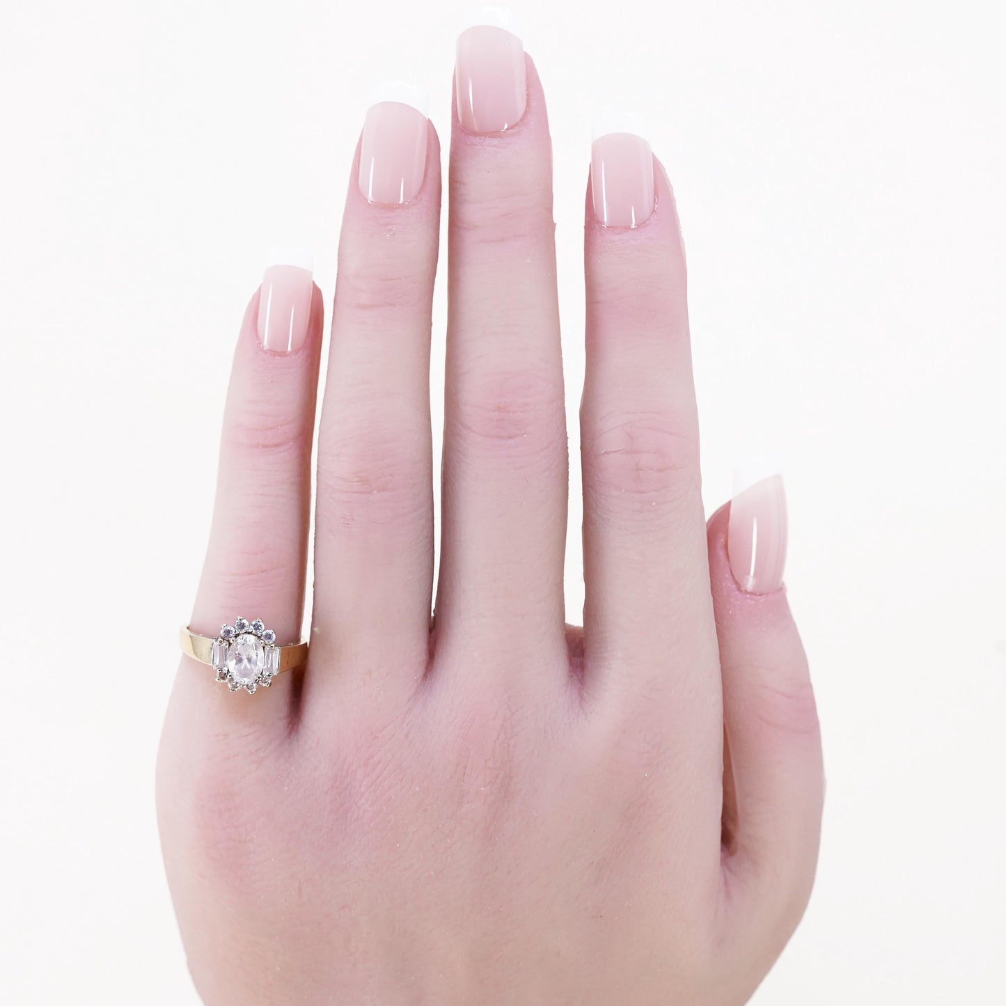 Size 5.25, vermeil gold over sterling silver CZ ring, 925 engagement ring