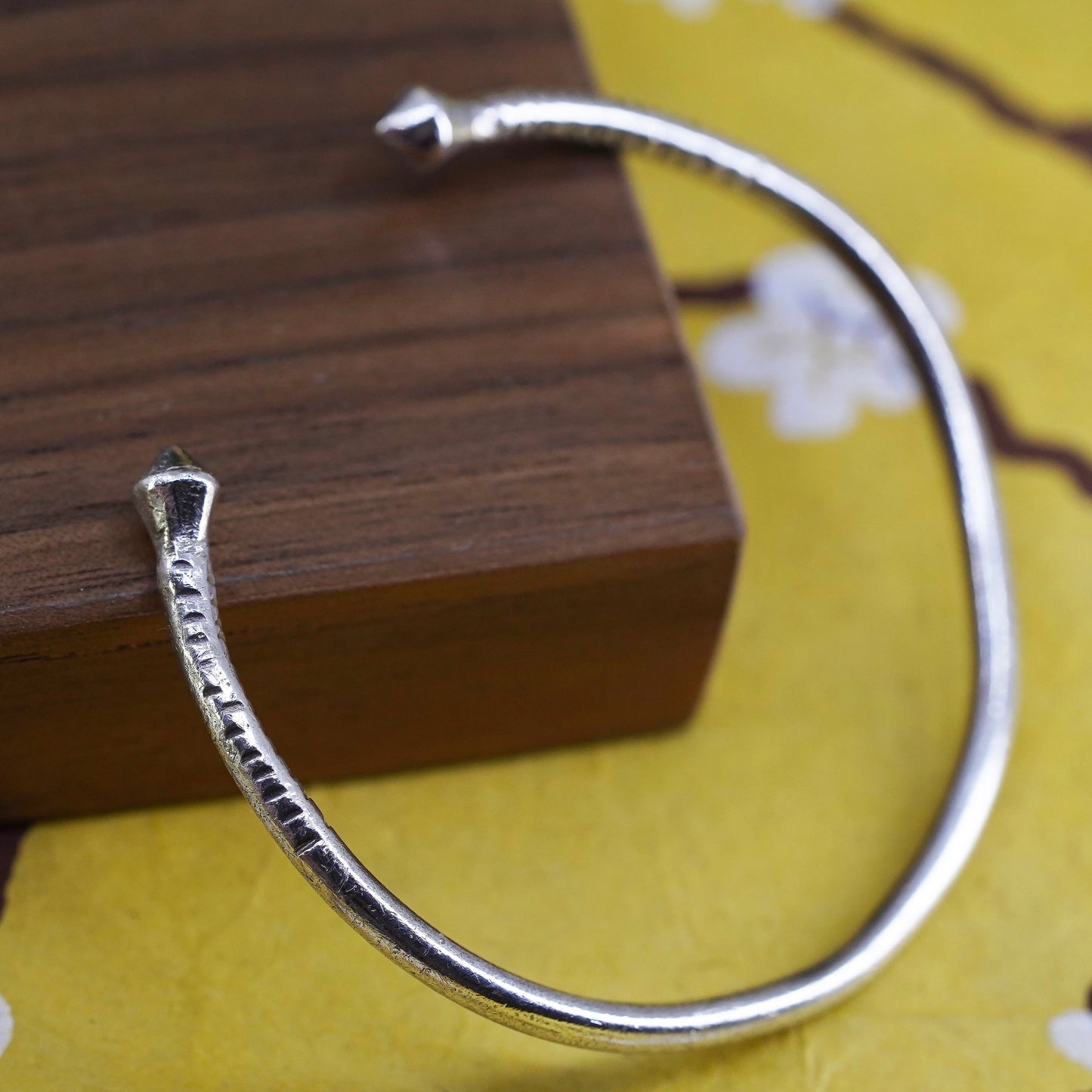 6.75", Southwestern sterling silver bracelet, stackable textured 925 cuff