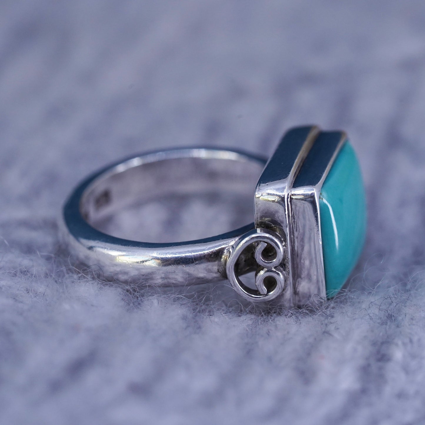 Size 6, Native American, southwestern Sterling silver handmade ring turquoise