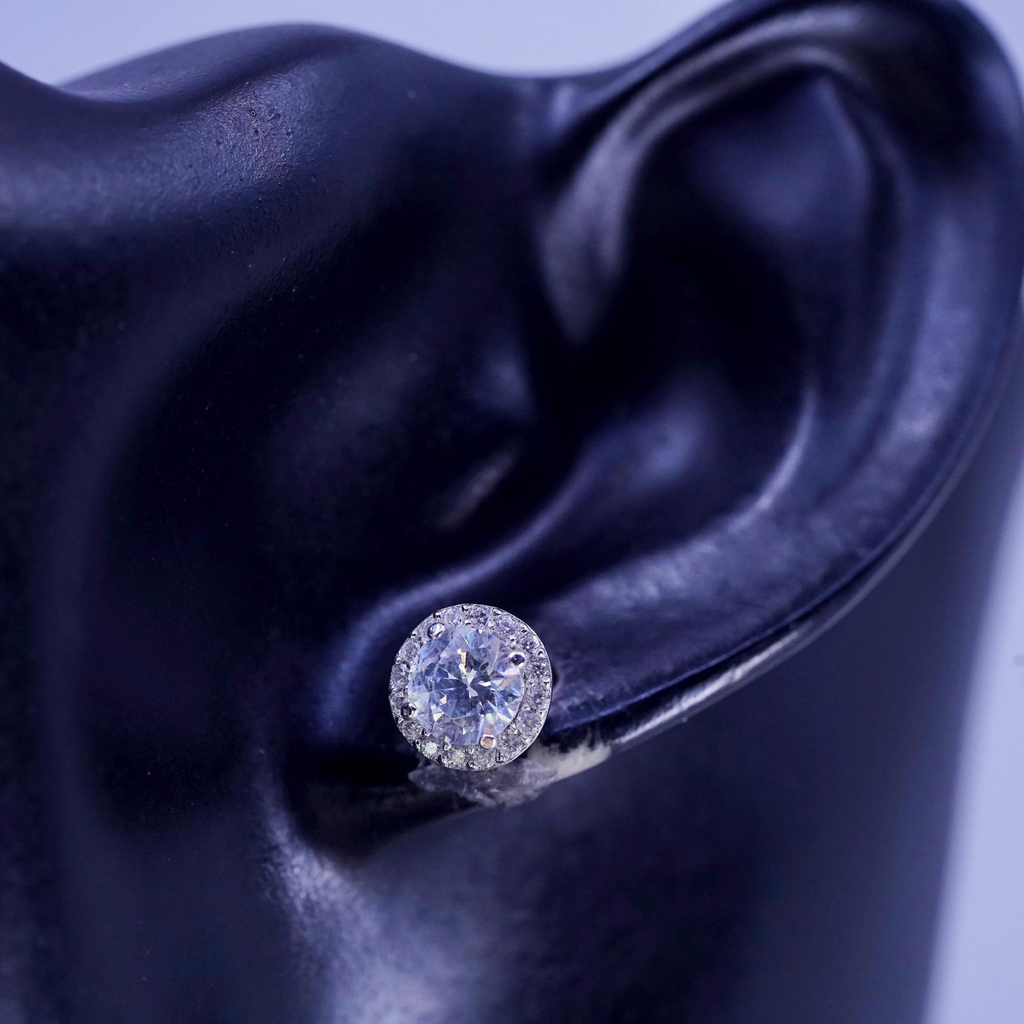 8mm, Sterling silver handmade earrings, 925 cz cluster studs