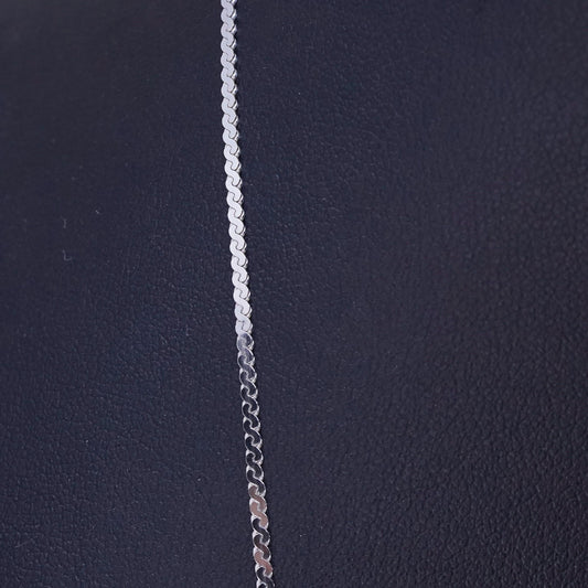 30" 2mm, vintage Sterling silver necklace, Italy 925 s link chain