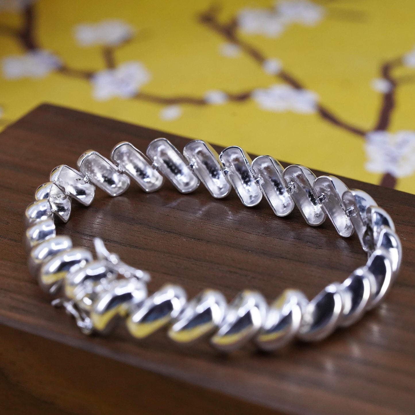 6.5” 10mm, Vintage Italian sterling silver link bracelet, 925 San Marco chain