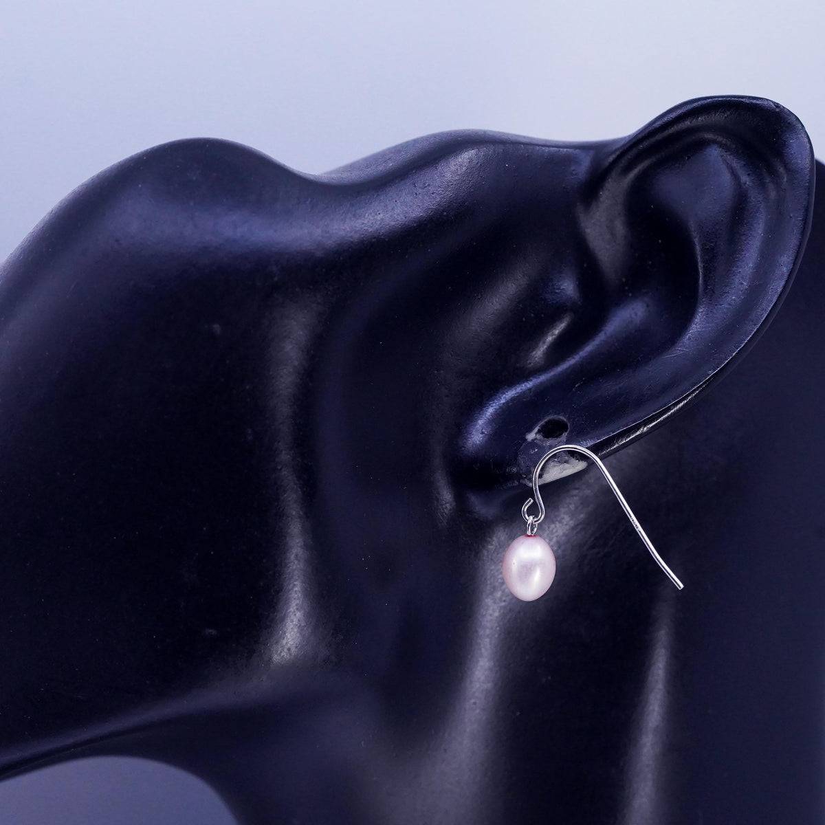 Vintage Sterling 925 silver earrings, dangle with teardrop pearl