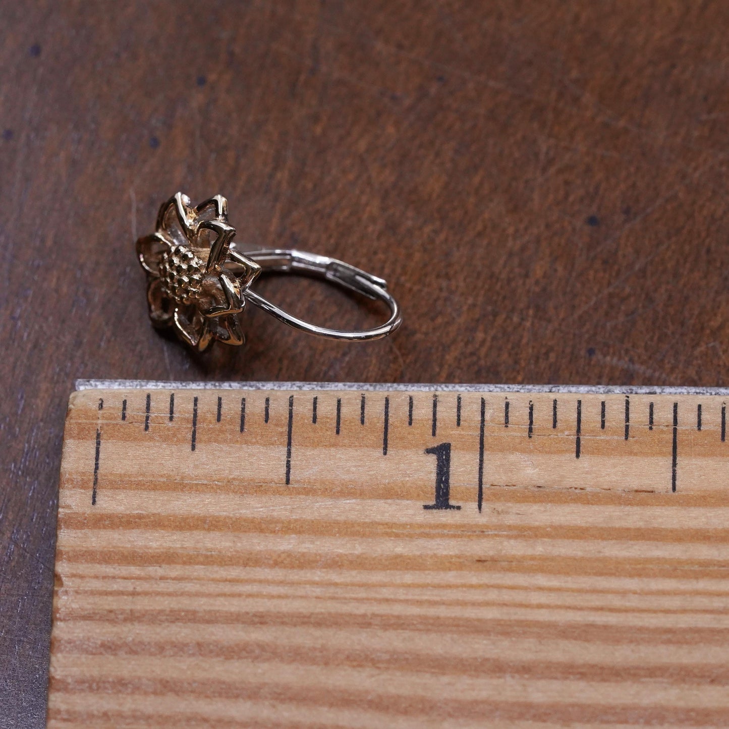 Vintage Two tone sterling silver 925 handmade single flower earring lever back