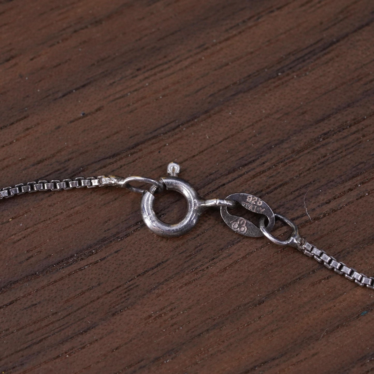 18" 1mm, vintage Sterling silver necklace, Italy 925 box chain with 3mm beads
