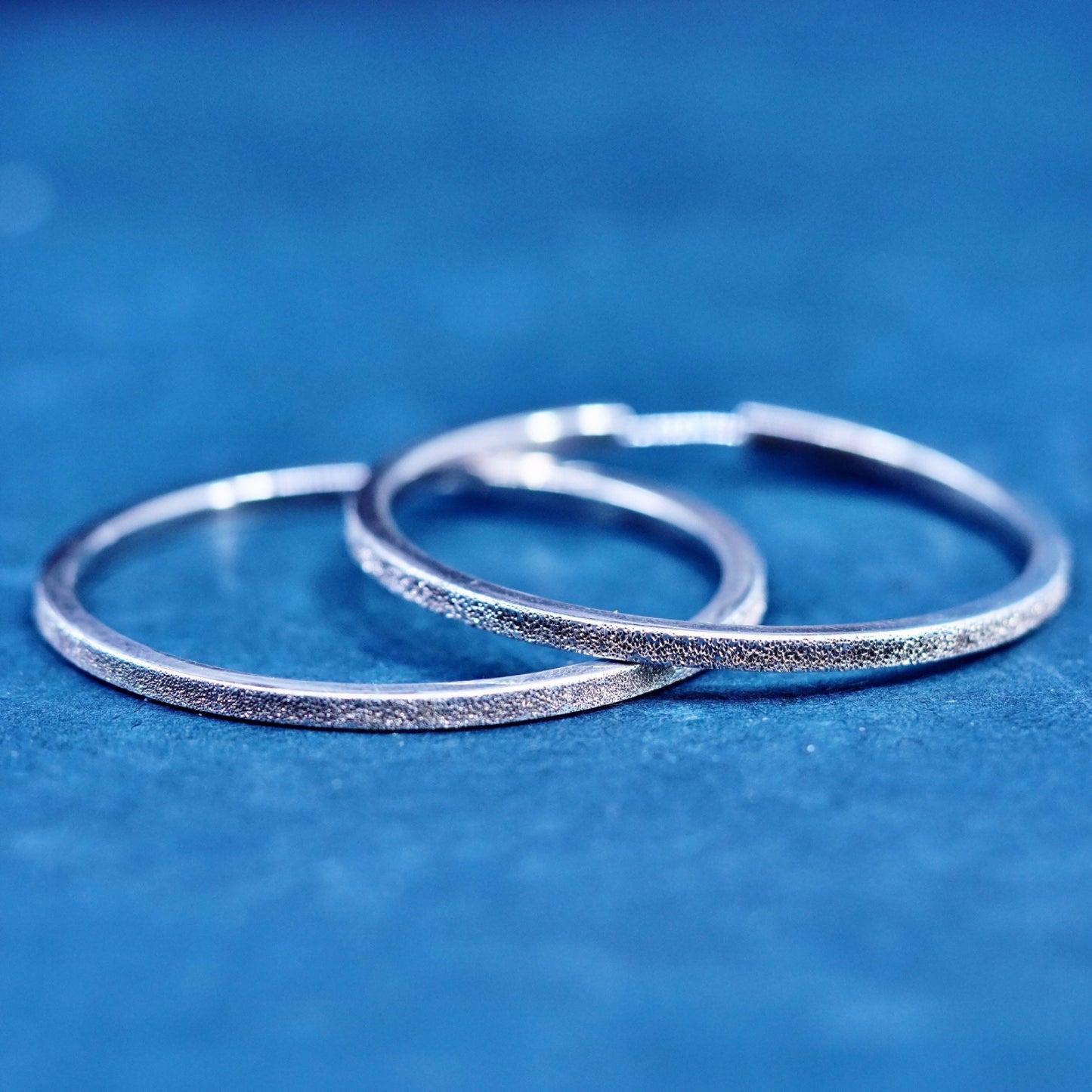 1.75”, vintage Sterling silver handmade hoop earrings, 925 huggie