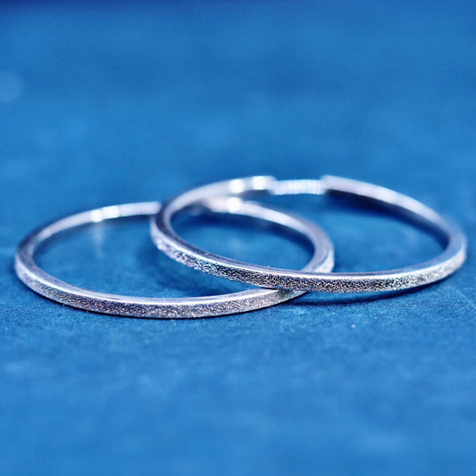 1.75”, vintage Sterling silver handmade hoop earrings, 925 huggie