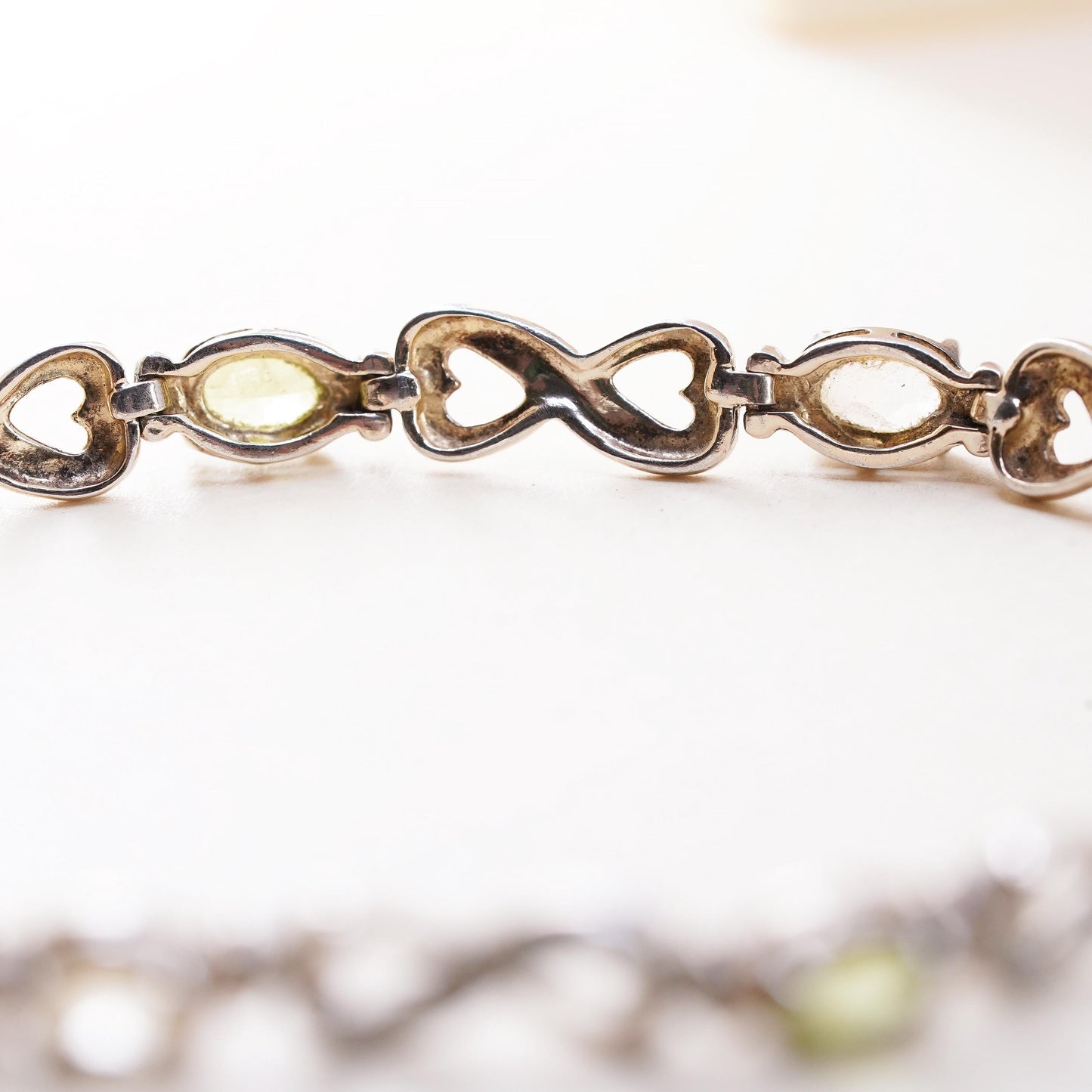 7.5”, vermeil gold sterling 925 silver tennis bracelet, peridot citrine topaz