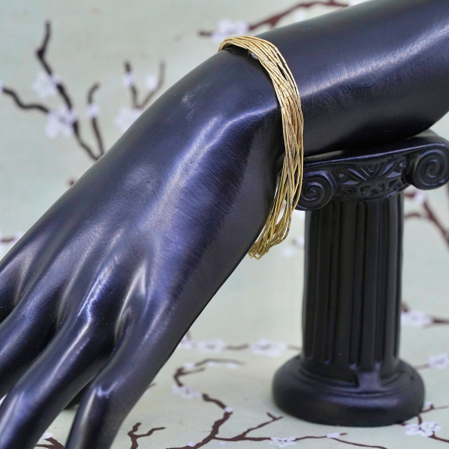 6.75", Native American yellow gold over sterling 925 liquid silver 15 bracelet