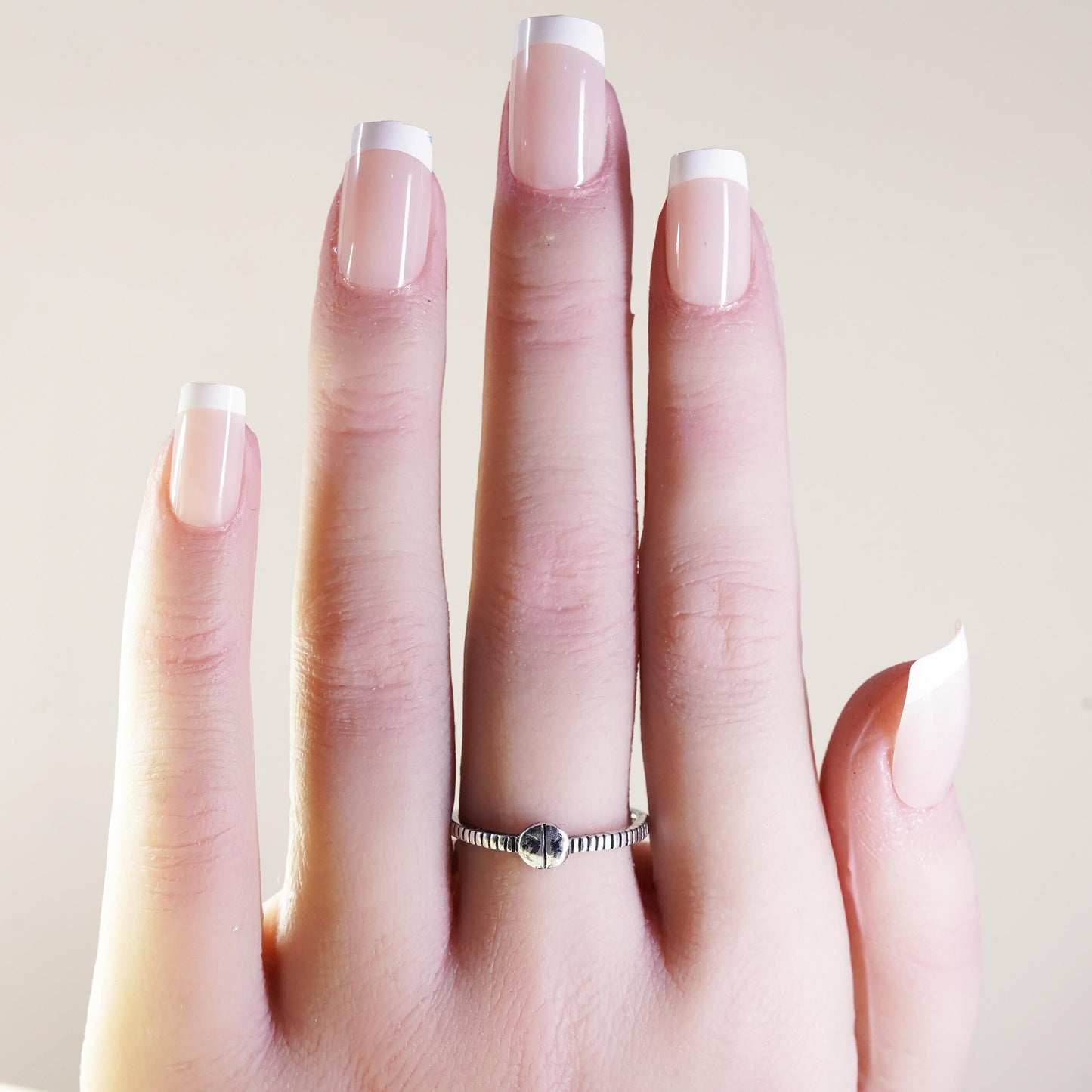 Size 8, vintage sterling silver handmade ring, 925 thin stackable band