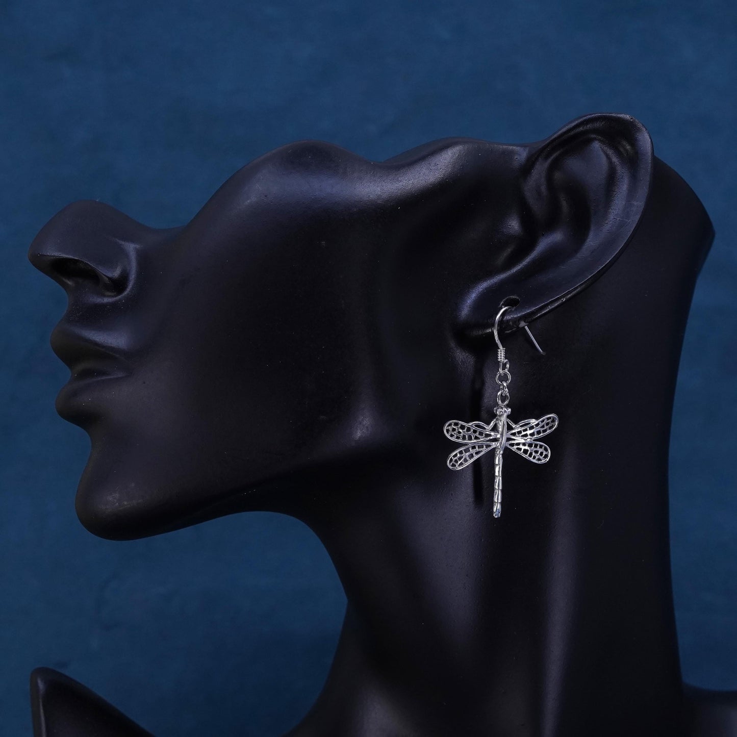 Vintage Mexican sterling silver handmade earrings, southwestern 925 dragonfly