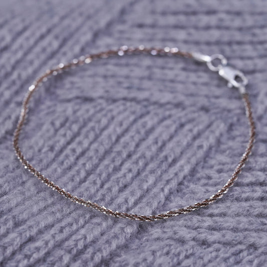 7.5", 2mm, vintage Sterling silver handmade bracelet, 925 twisted curb chain