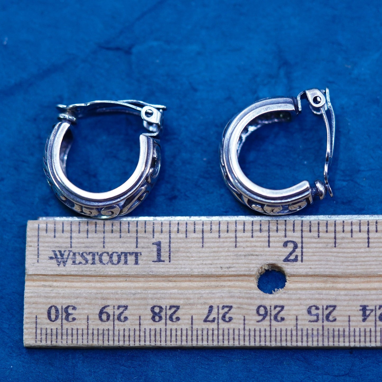 Vintage Silpada Sterling Silver 925 Clip-On Filigree Scroll Hoop Earrings C1380