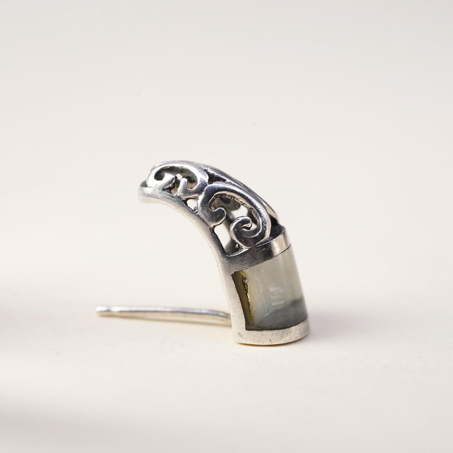 Vintage handmade single 1 earring. filigree Sterling 925 silver huggie stud