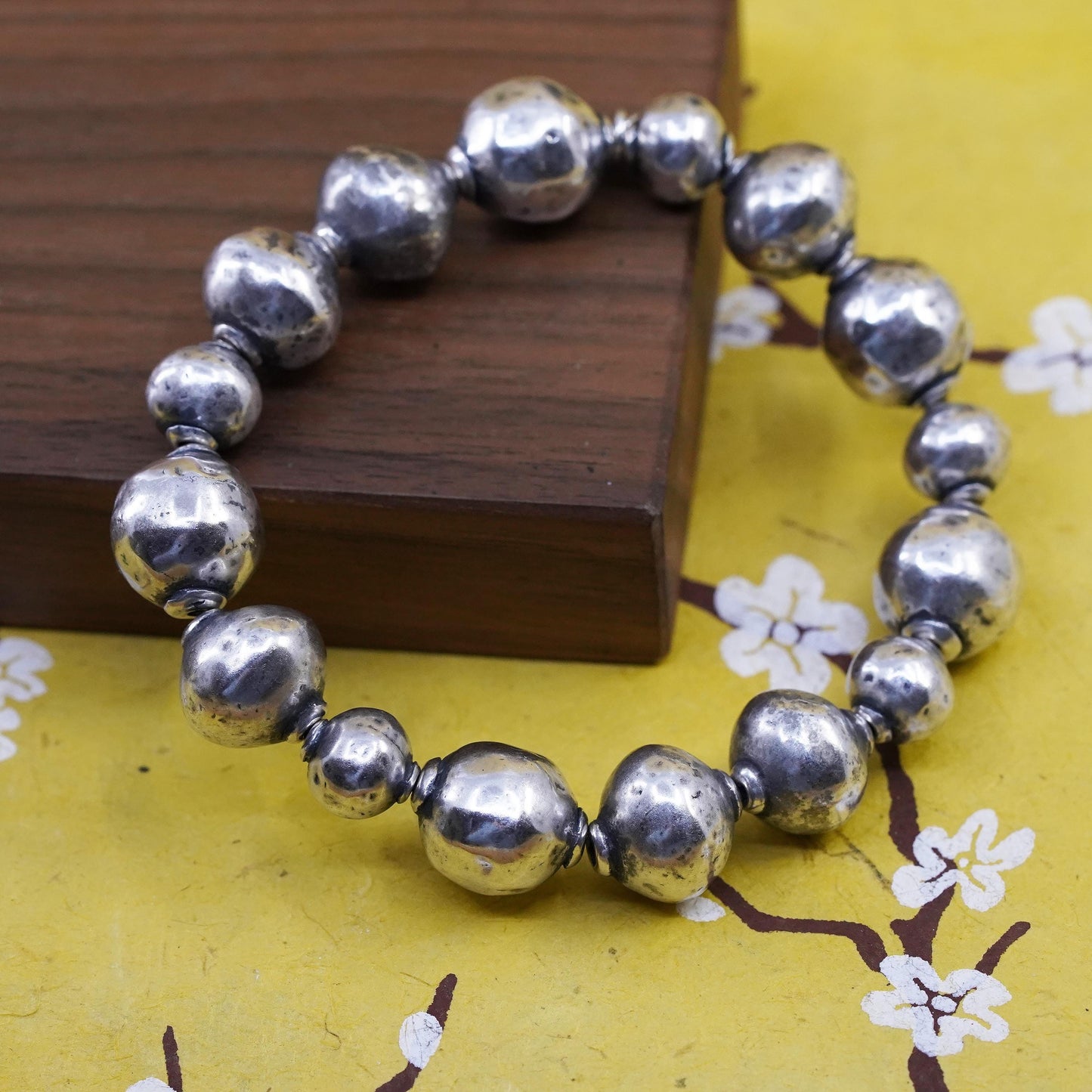 6.75, Silpada Sterling 925 Silver Atmospheric Stretch Ball Bead Bracelet B1998