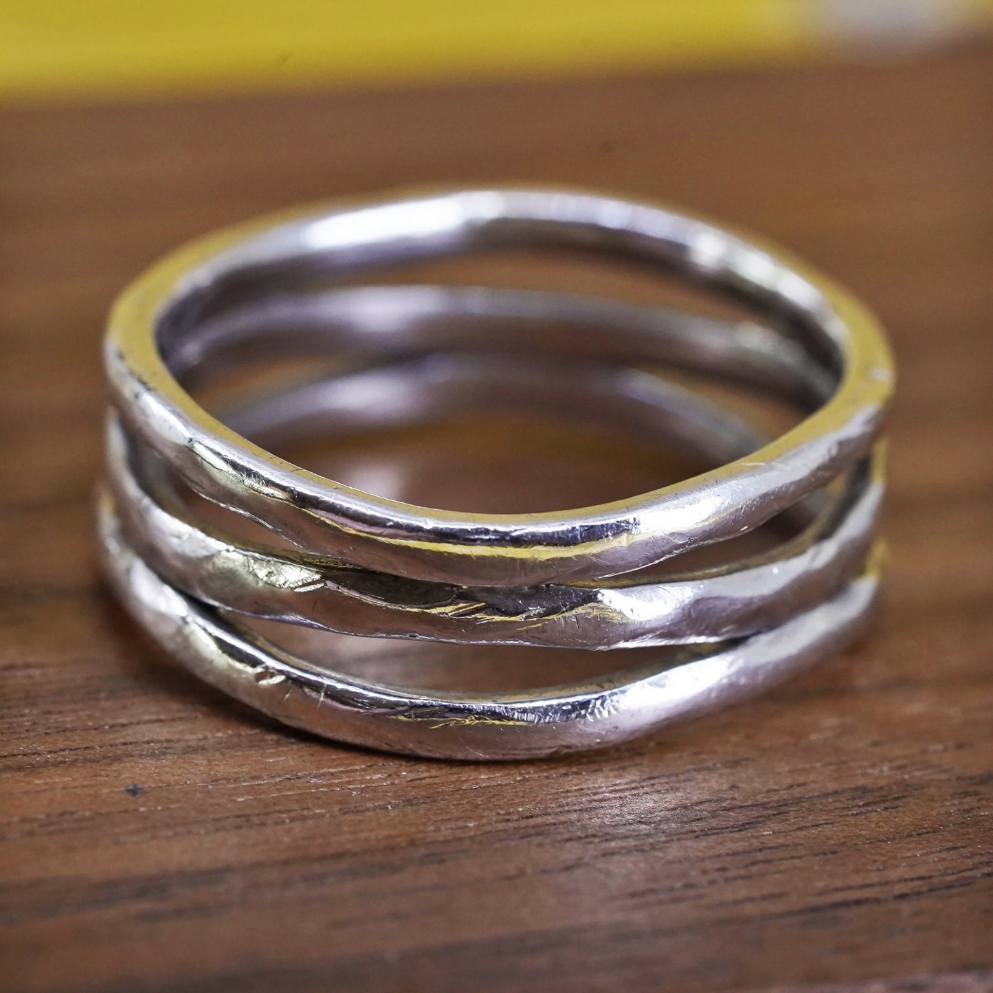 size 11.25, vintage Sterling silver handmade ring, 925 entwined band