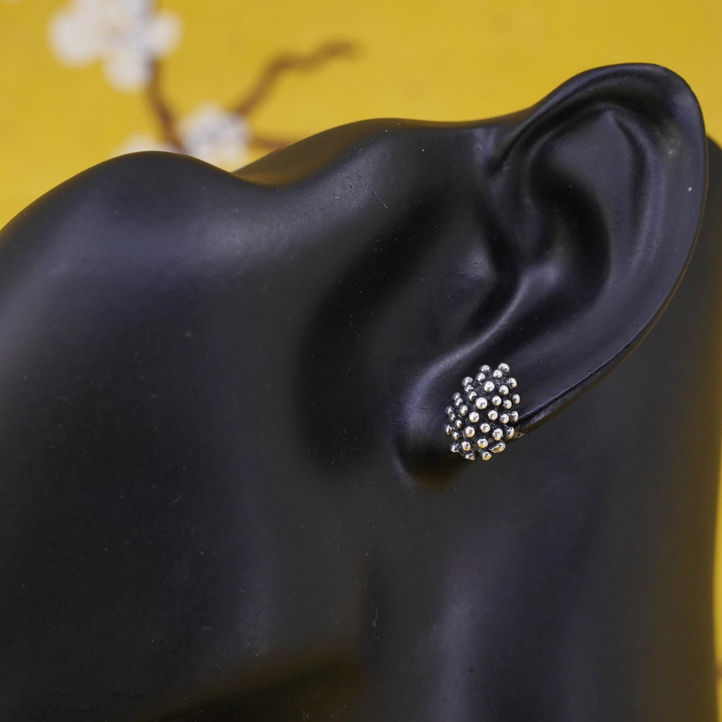 Vintage Sterling silver huge beads studs, 925 earrings