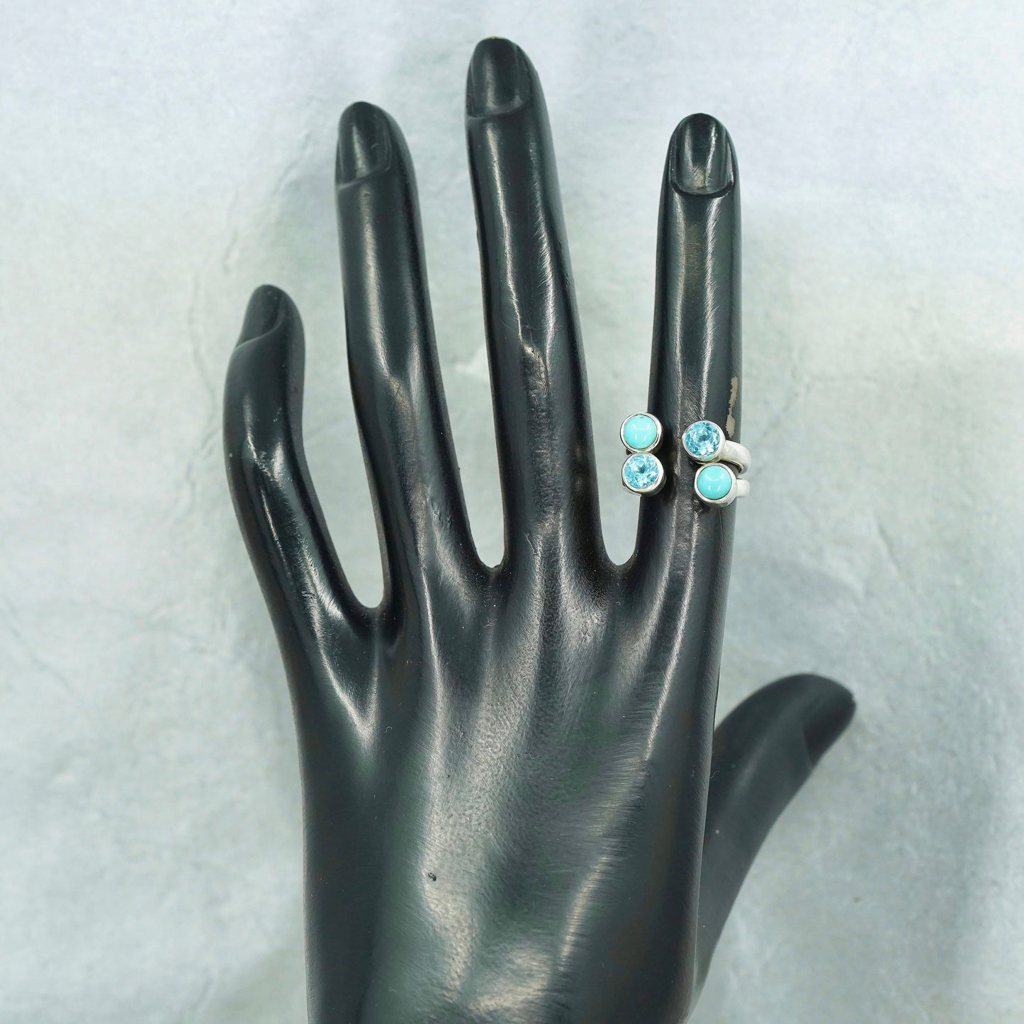 Size 5.5, DTR Jay King Sterling 925 silver wrap ring with turquoise and topaz