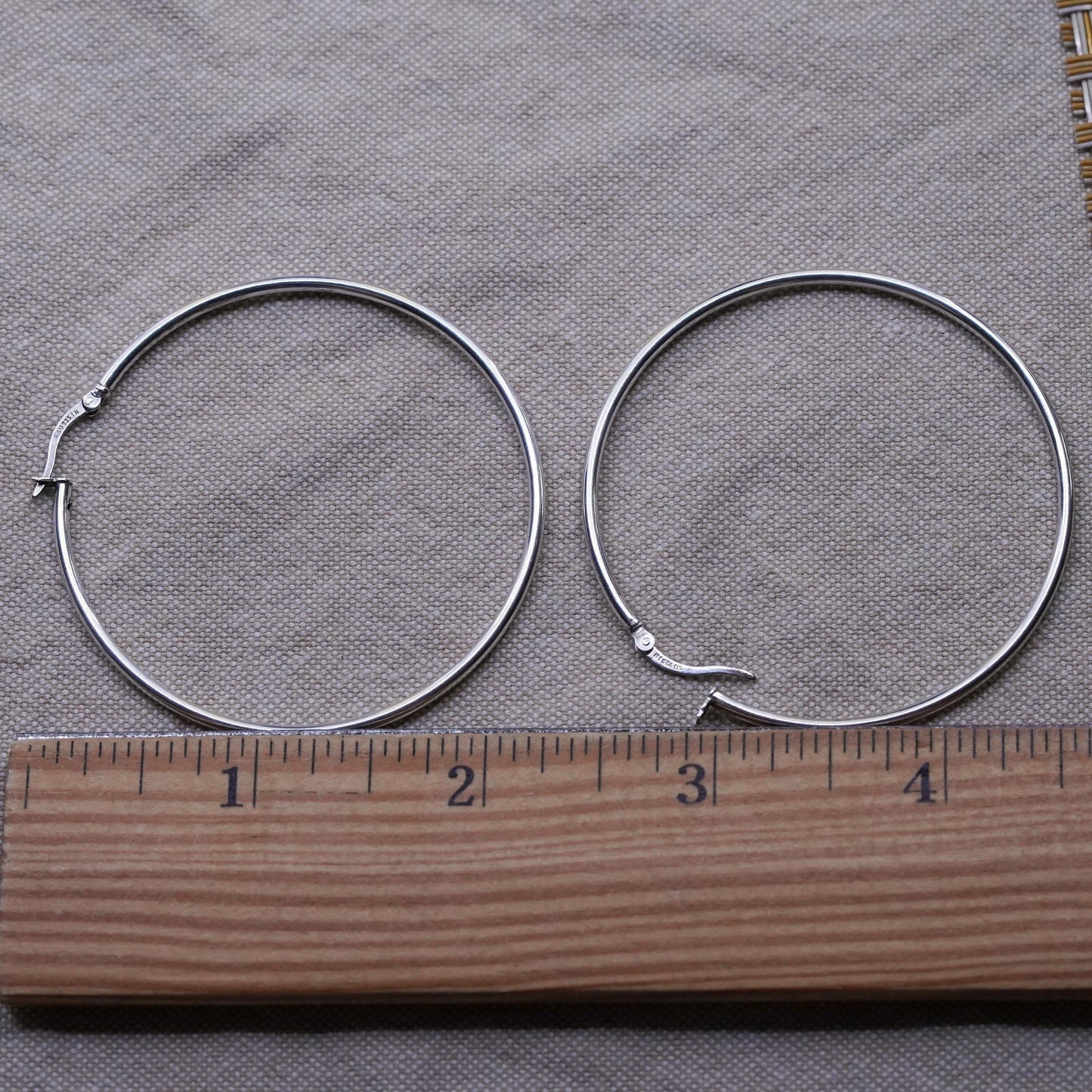 2", vintage Sterling silver handmade earrings, 925 hoops