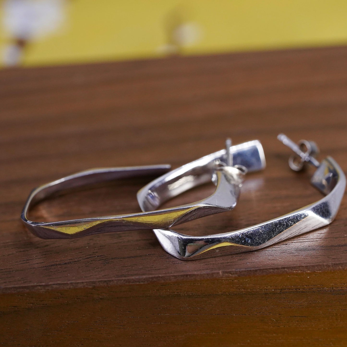 Vintage Sterling silver handmade earrings, 925 huggie, hoops studs
