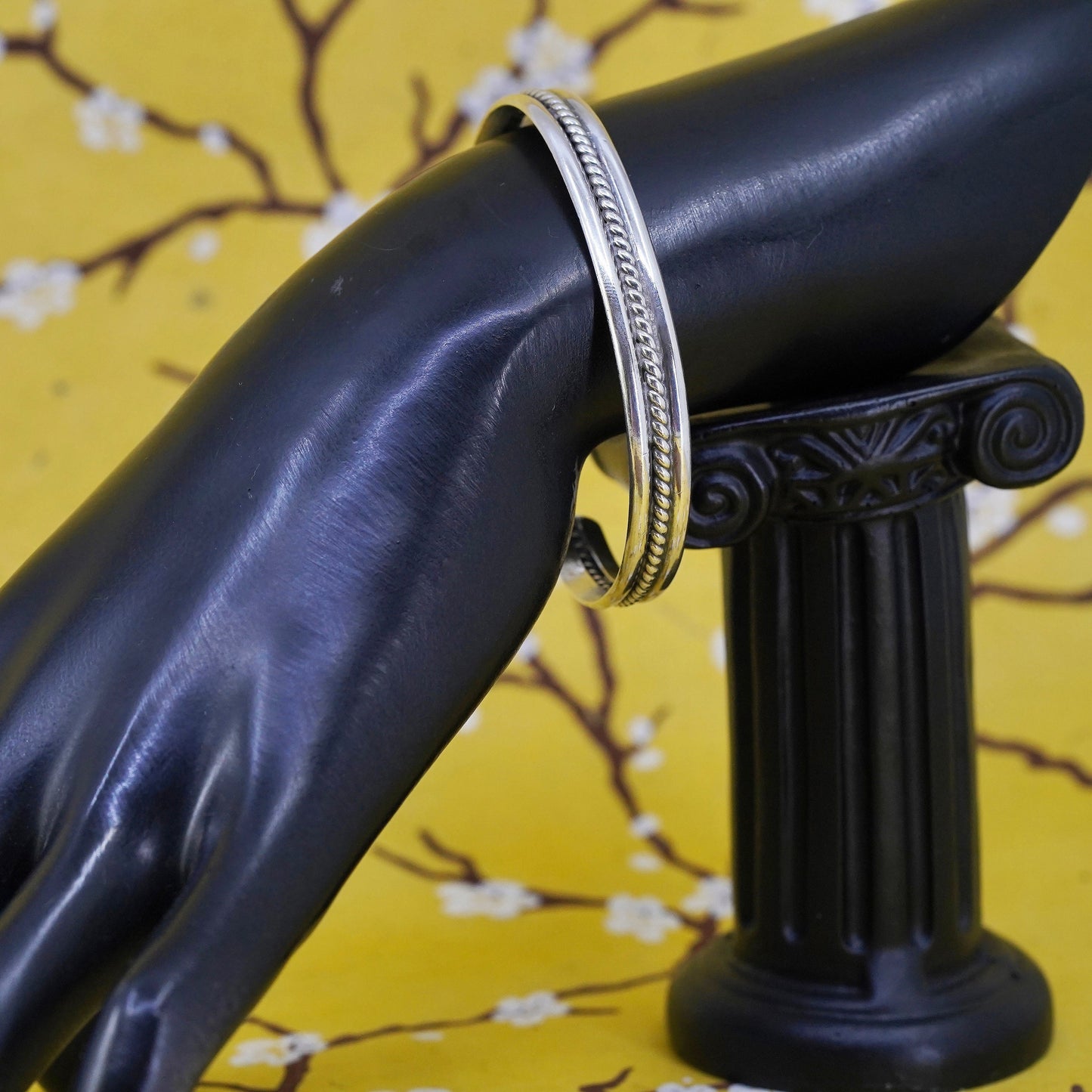 6.75”, Sterling silver handmade bracelet, southwestern 925 cuff with cable rope