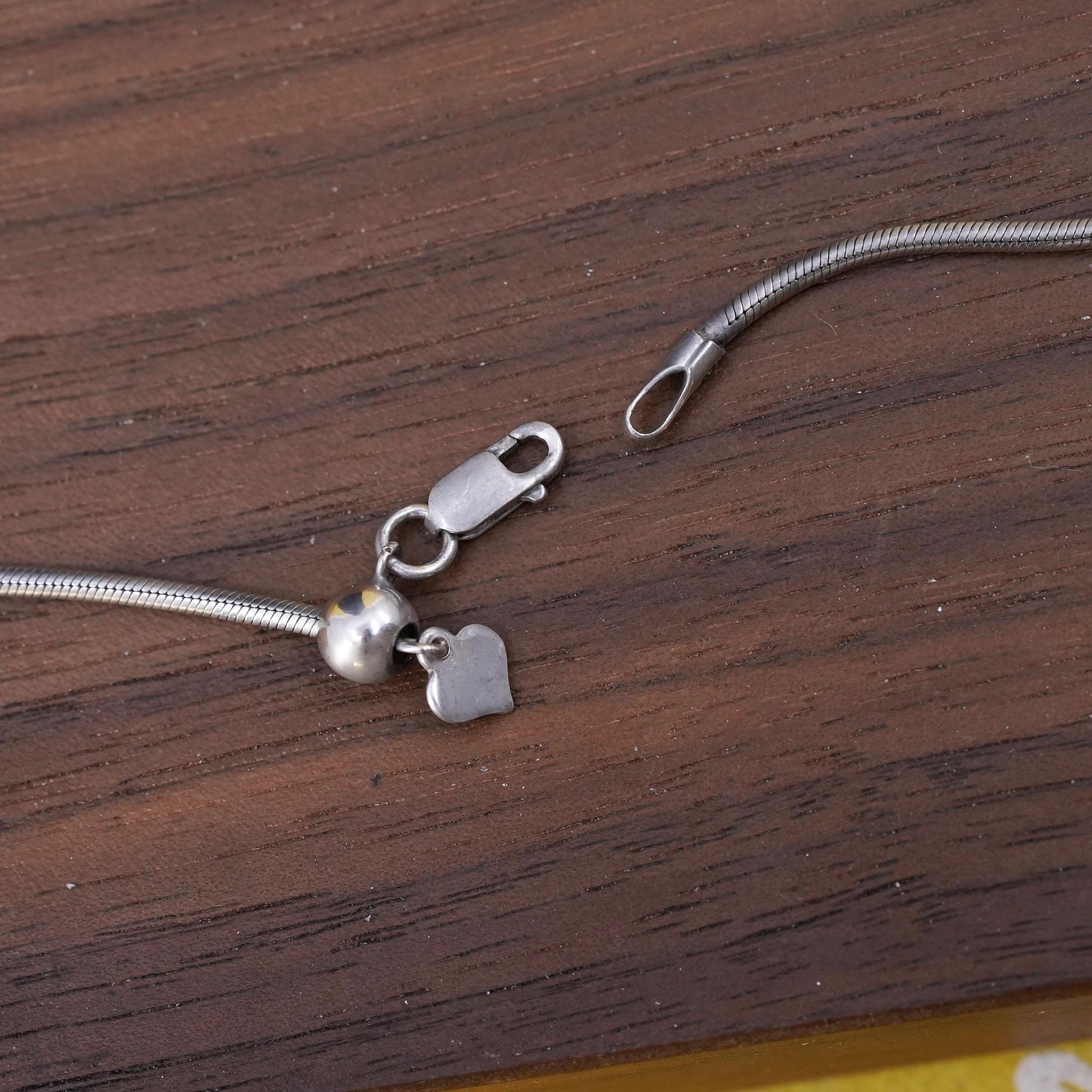 24" 1mm, vintage Sterling silver adjustable necklace, Italy 925 snake chain