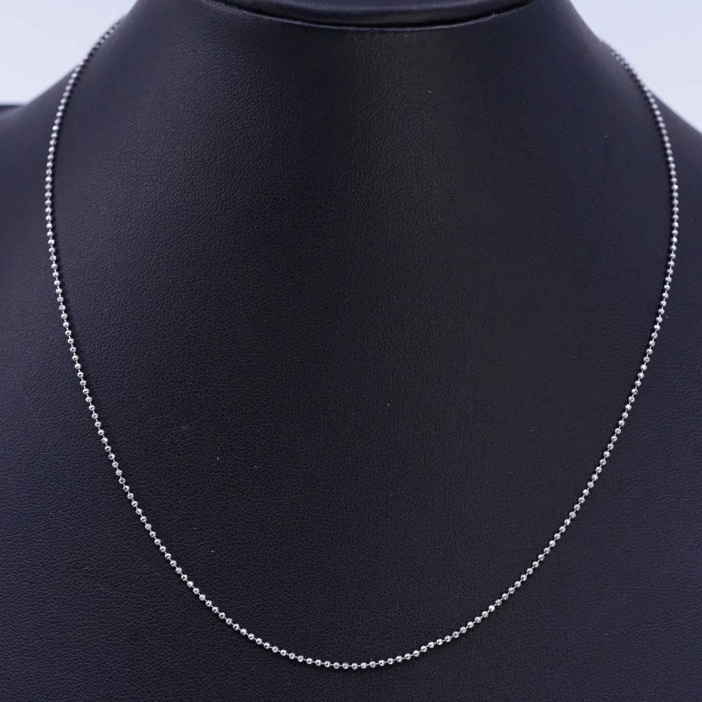 16" 1mm, vintage italy Sterling 925 silver bead chain necklace