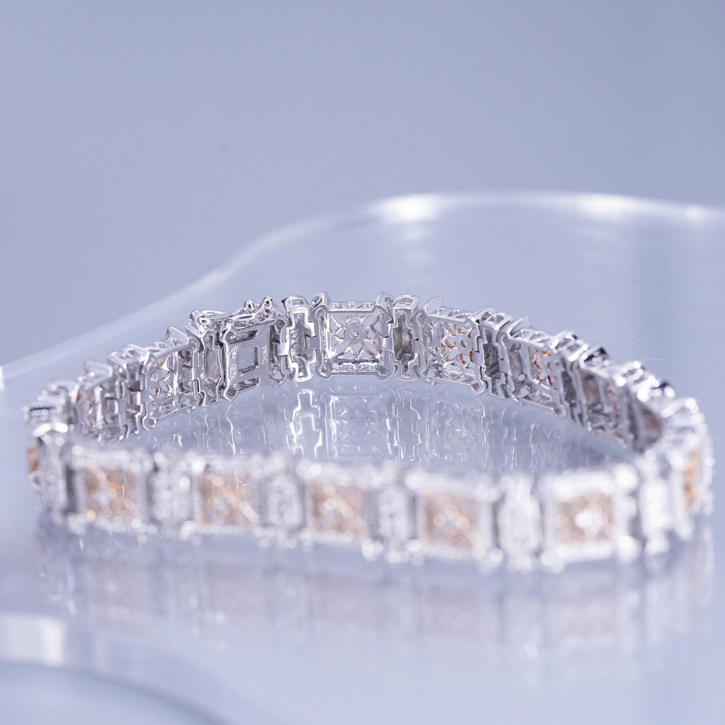 7”, Italian vermeil gold filled Sterling 925 silver tennis bracelet chain cz