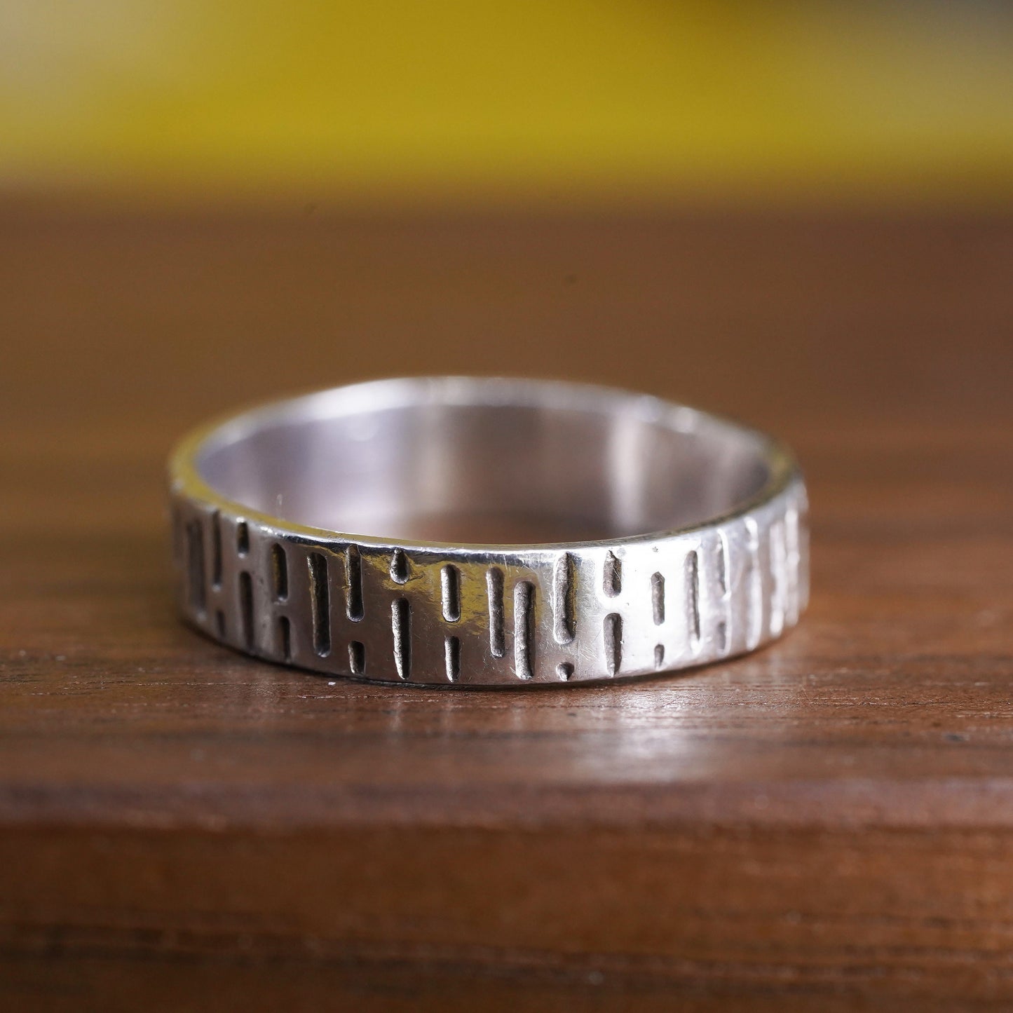 Size 6, vintage Sterling silver handmade ring, 925 beaded band