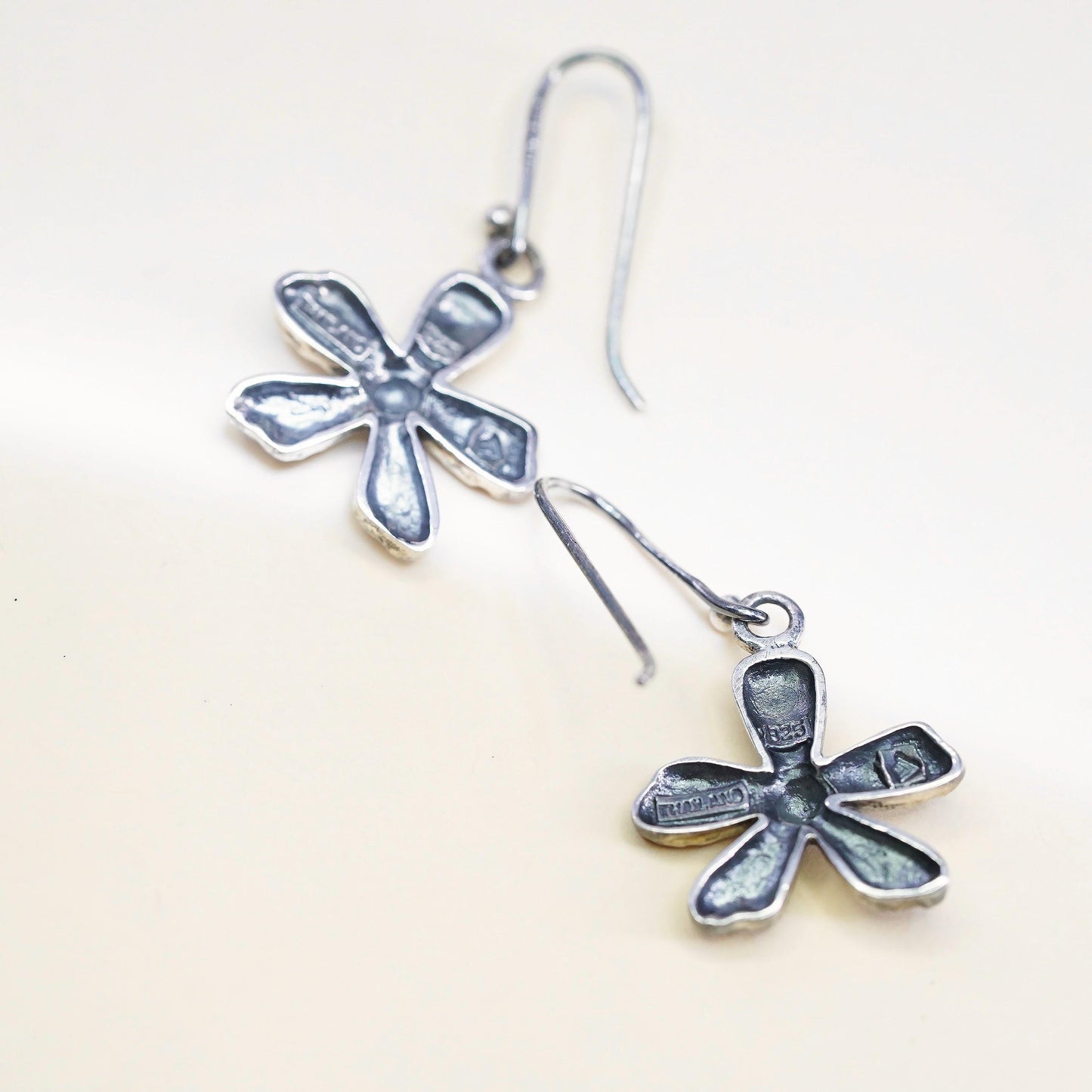 Silpada 925 Sterling Oxidized Silver Dangling Daisy Flower Earrings, W1155