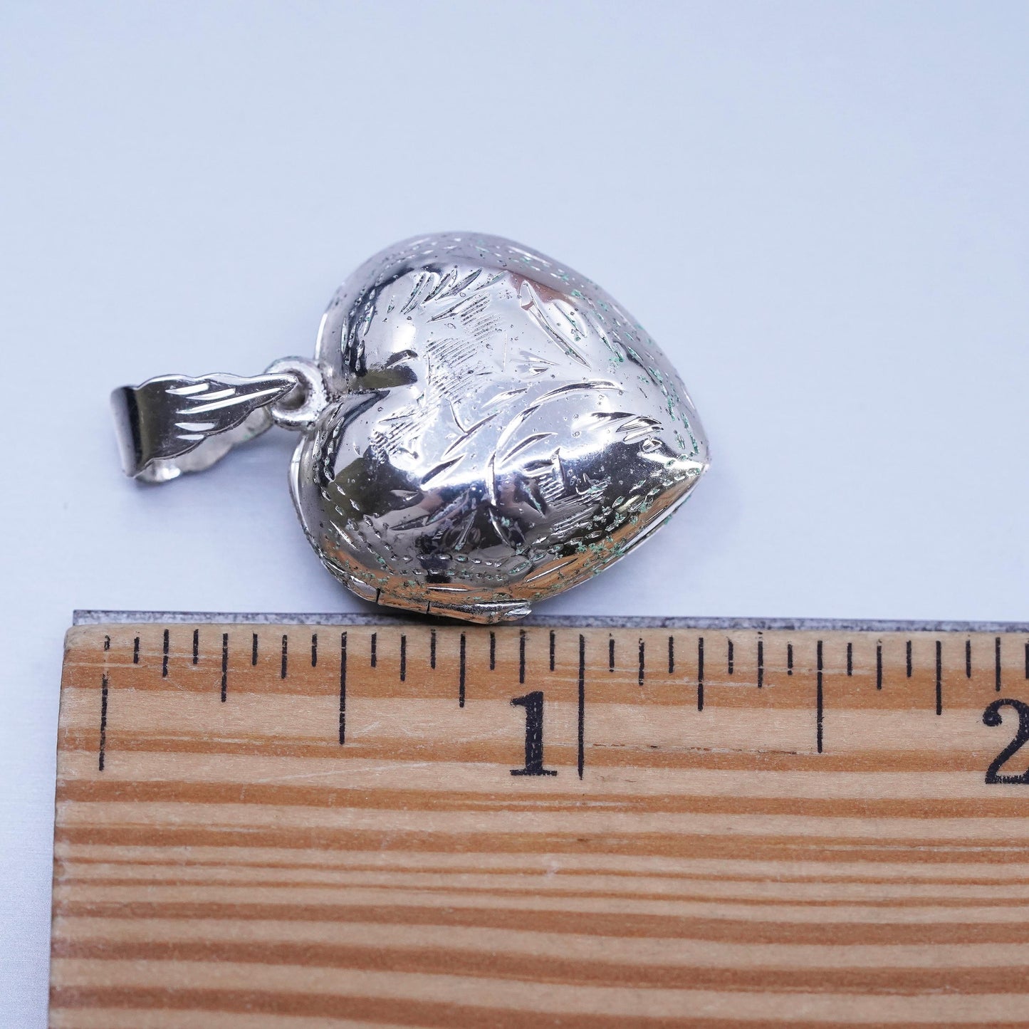 Vintage Sterling silver handmade charm, 925 heart Pendant photos locket