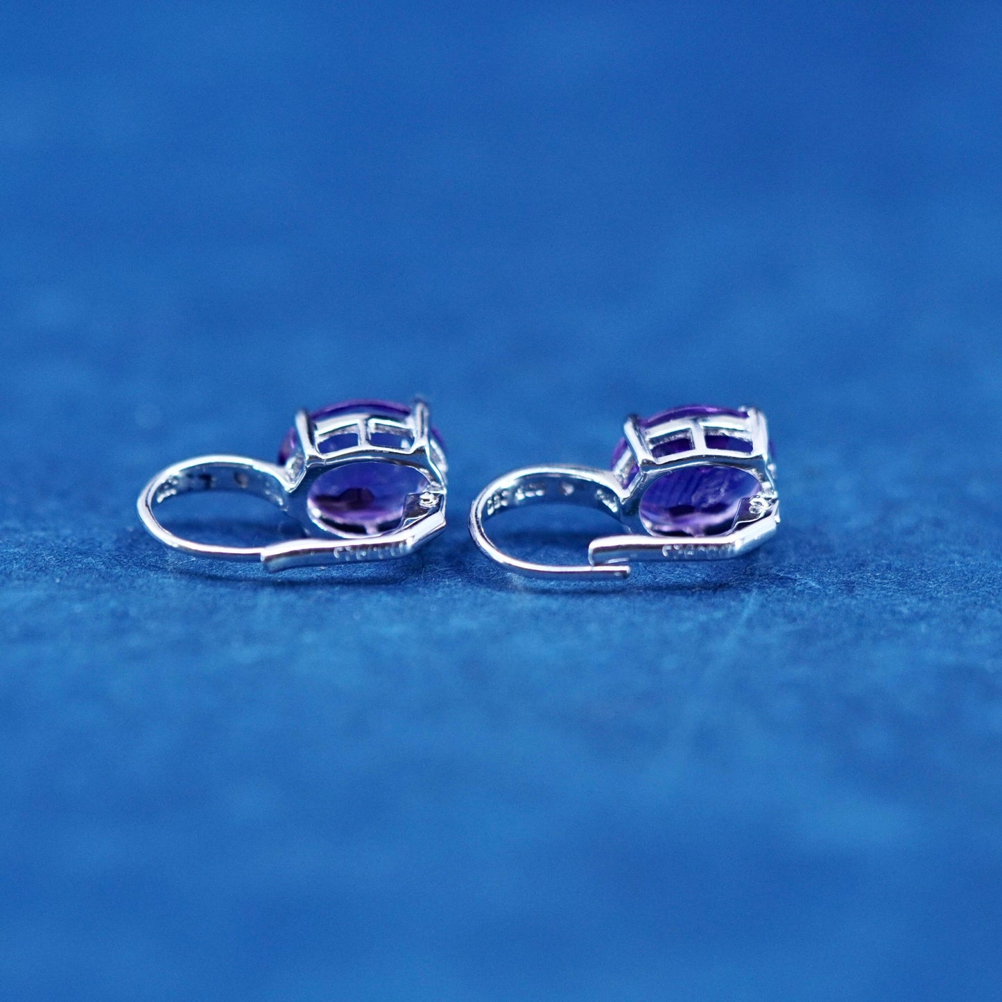 Vintage sterling 925 silver handmade earrings with amethyst
