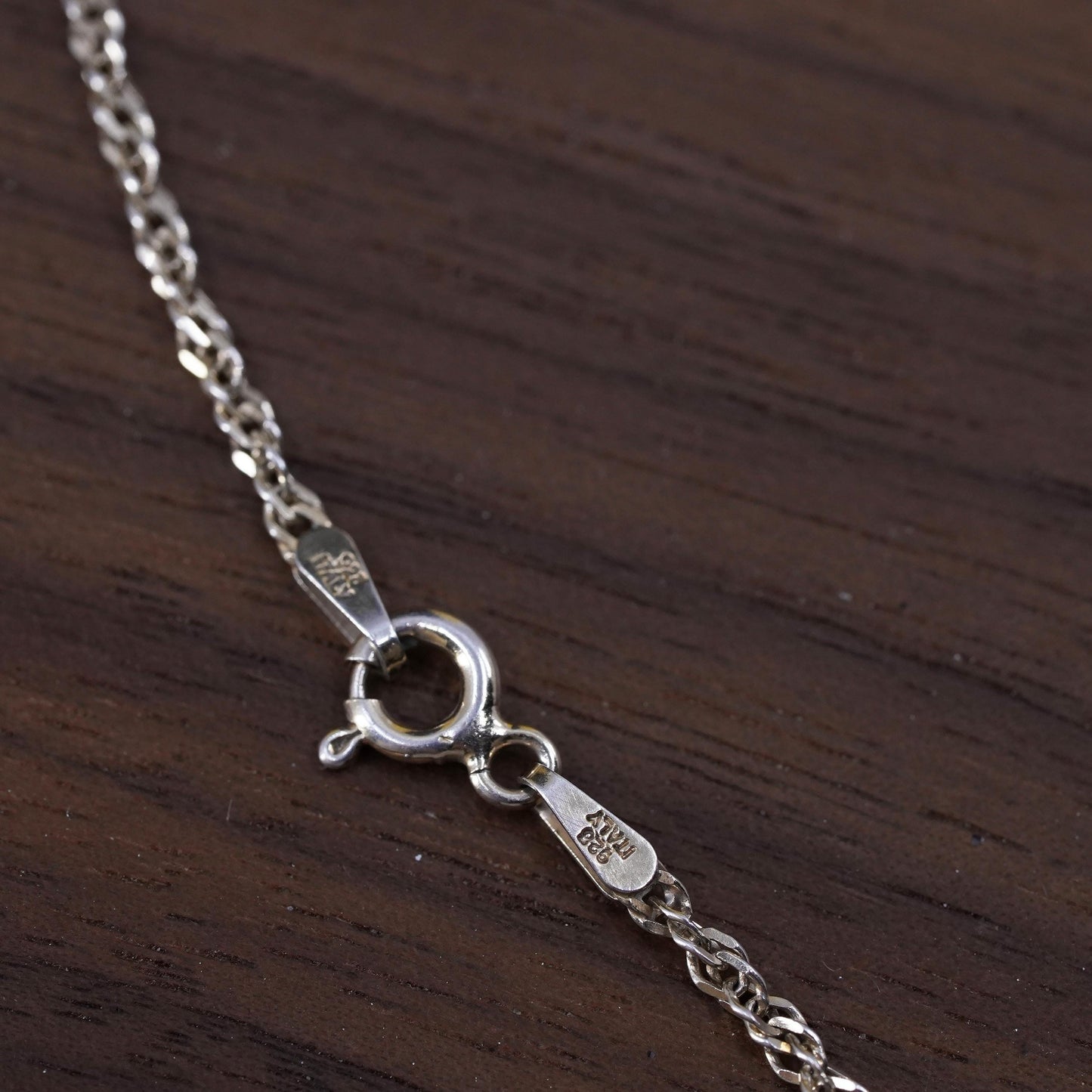 16" 2mm, vintage Sterling silver necklace, Italy 925 twisted curb chain