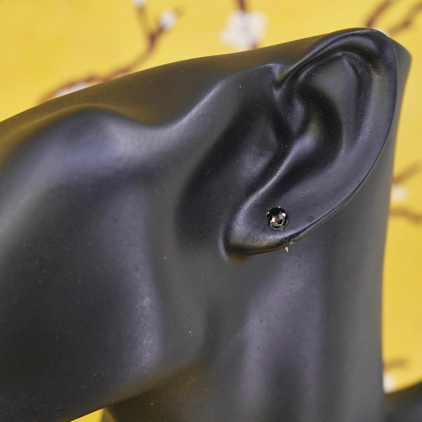 Vintage Sterling silver handmade earrings, 925 obsidian studs