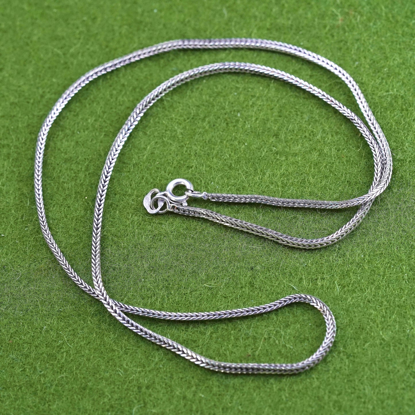 18", 2mm, vintage Sterling silver necklace, bold 925 Wheat chain