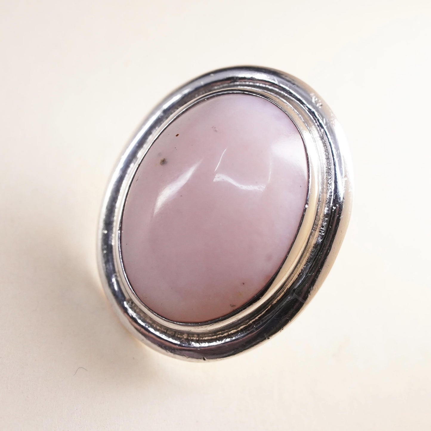 Native American Navajo single earring. Sterling 925 silver oval stud pink stone