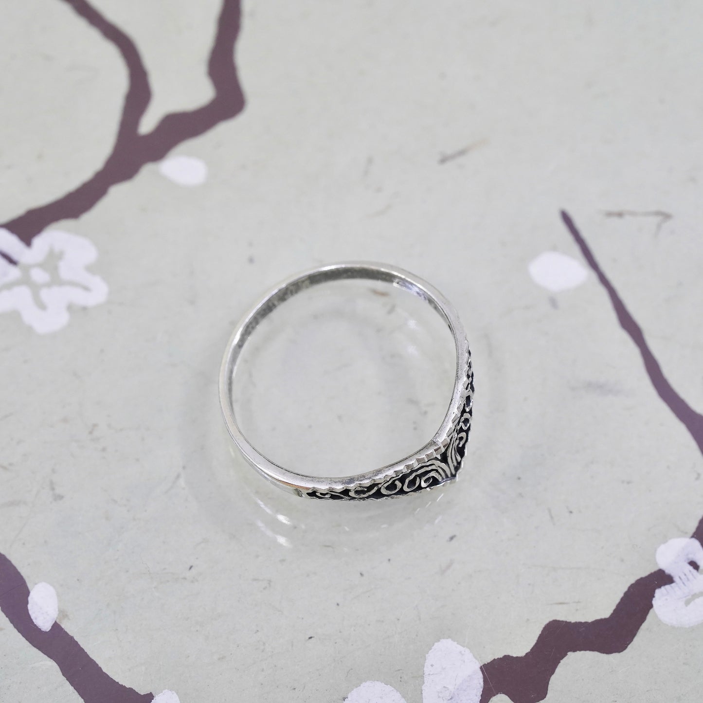 Size 9.5, vintage sterling silver handmade ring, 925 band with filigree details