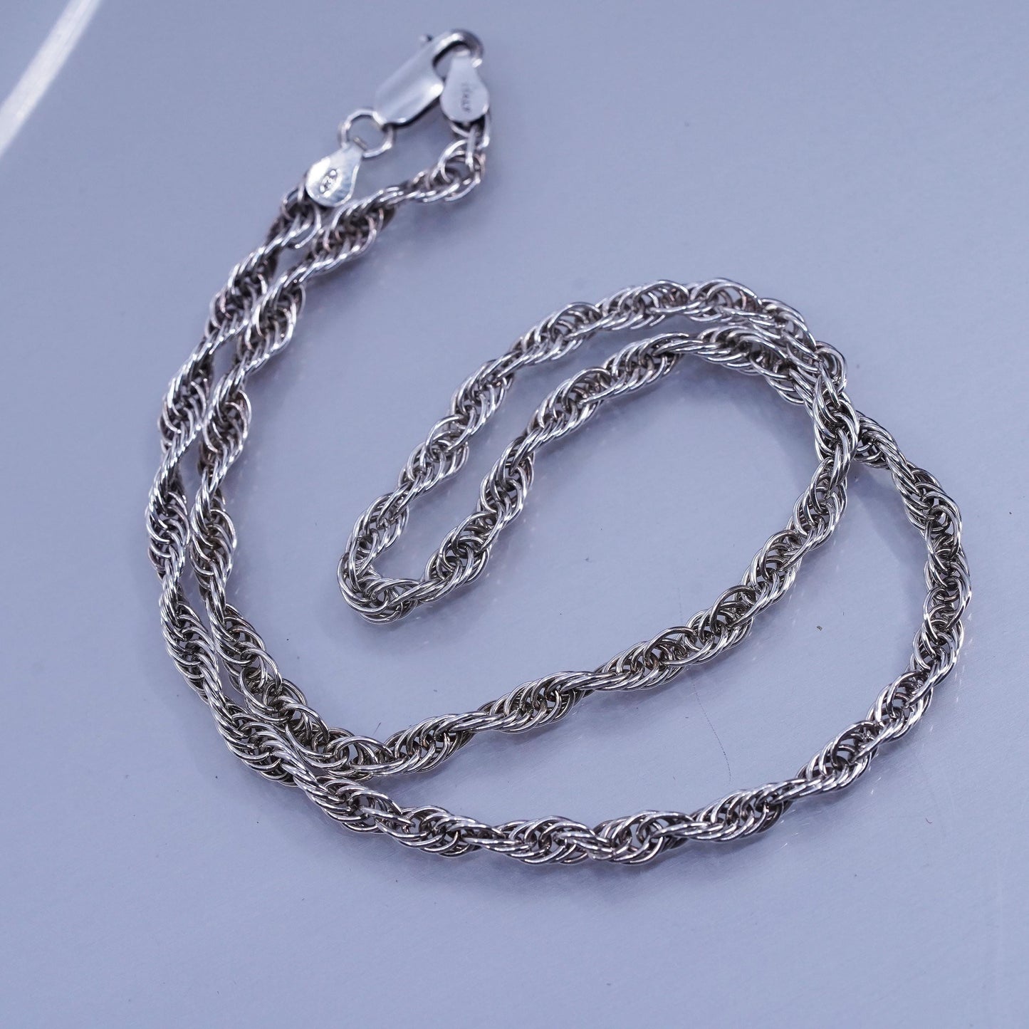 16” 4mm, vintage Italy Sterling 925 silver bold rope chain necklace