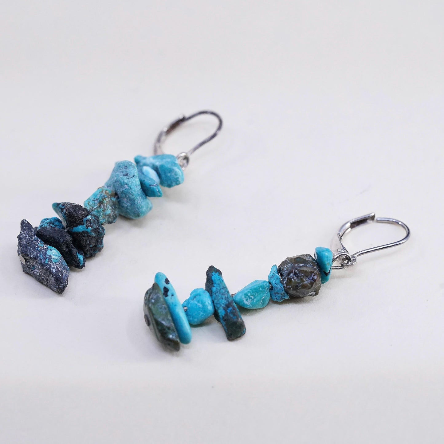 Southwestern sterling silver 925 handmade earrings with turquoise nugget beads