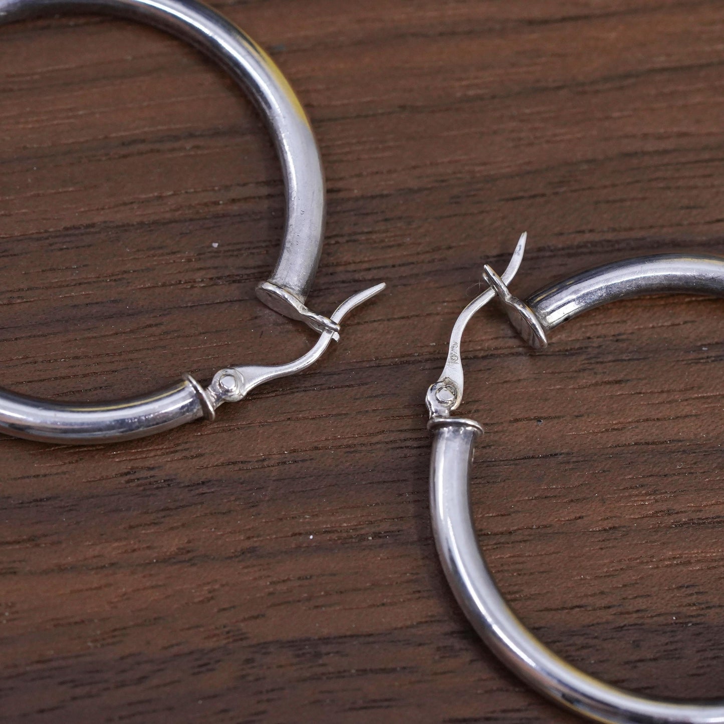 1.25", Vintage Sterling silver handmade earrings, 925 huggie hoops
