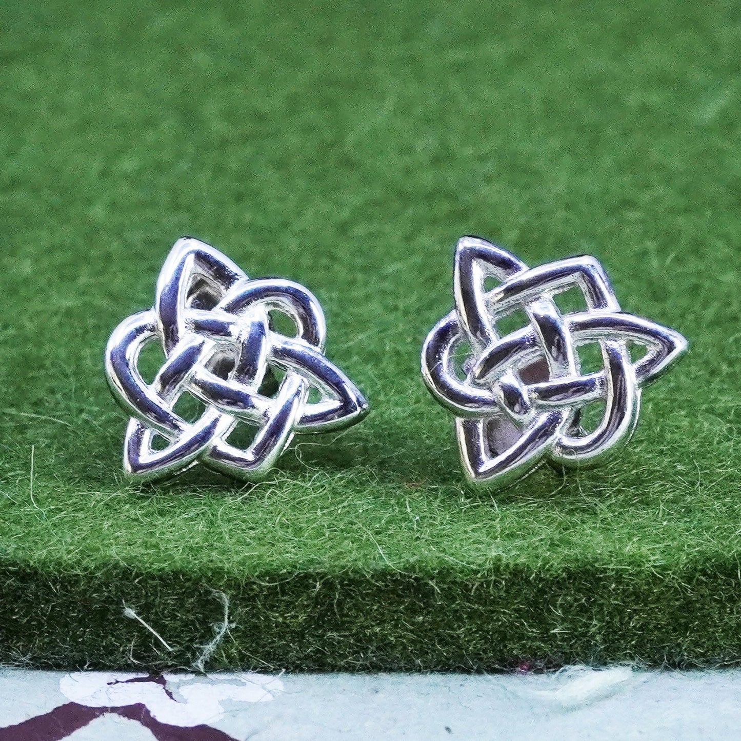 Vintage Sterling silver handmade earrings, irish 925 knot studs