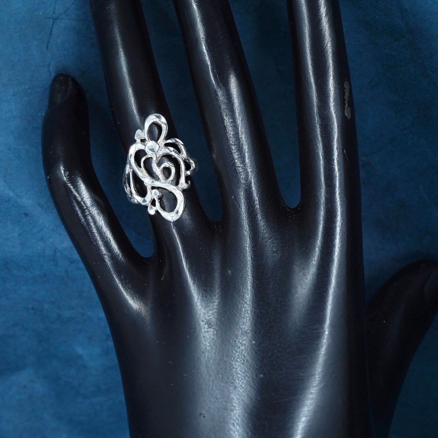 Size 5.5, vintage Sterling silver handmade ring, 925 filigree band