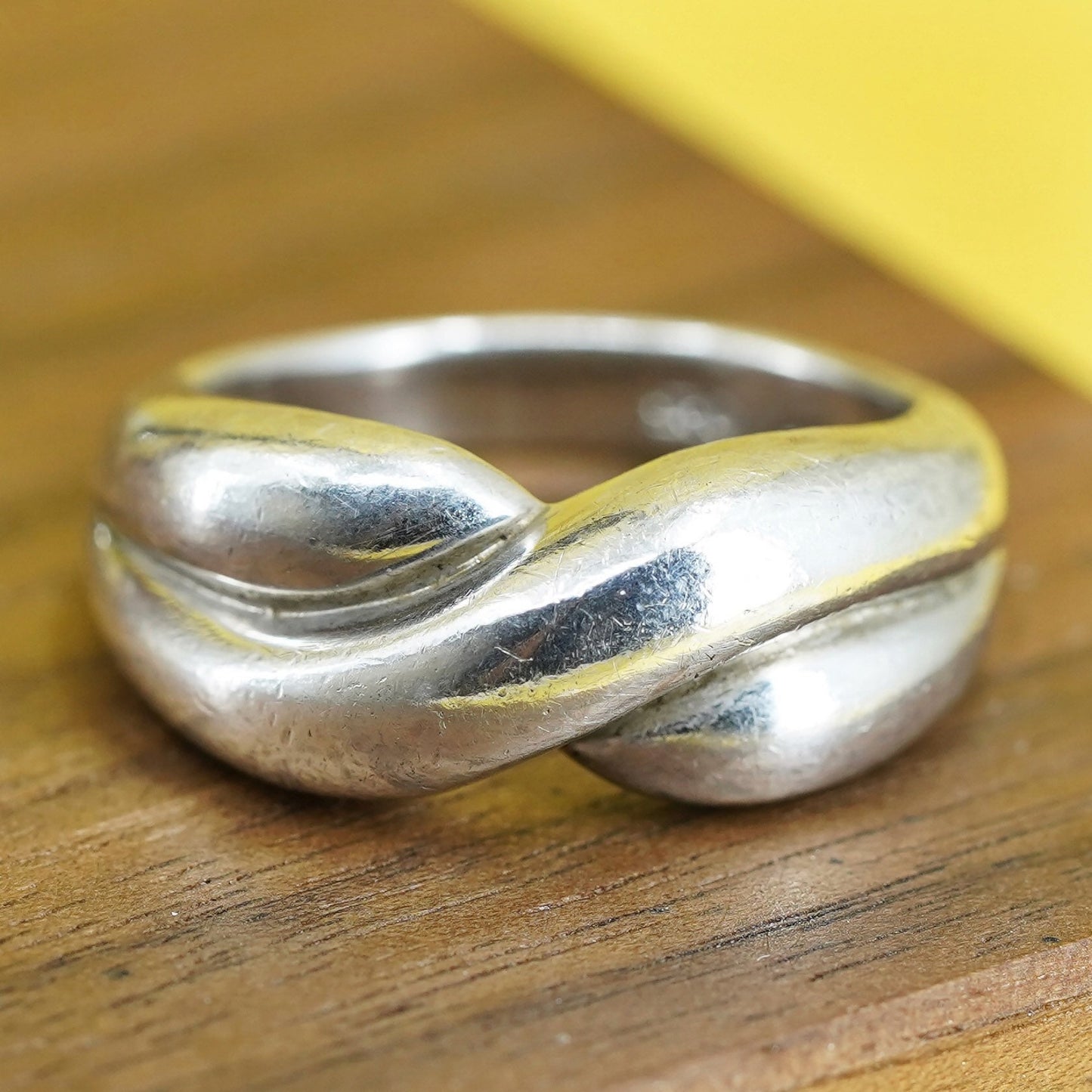 Size 8, Sterling silver handmade ring, 925 ribbed band, minimalist, modernist