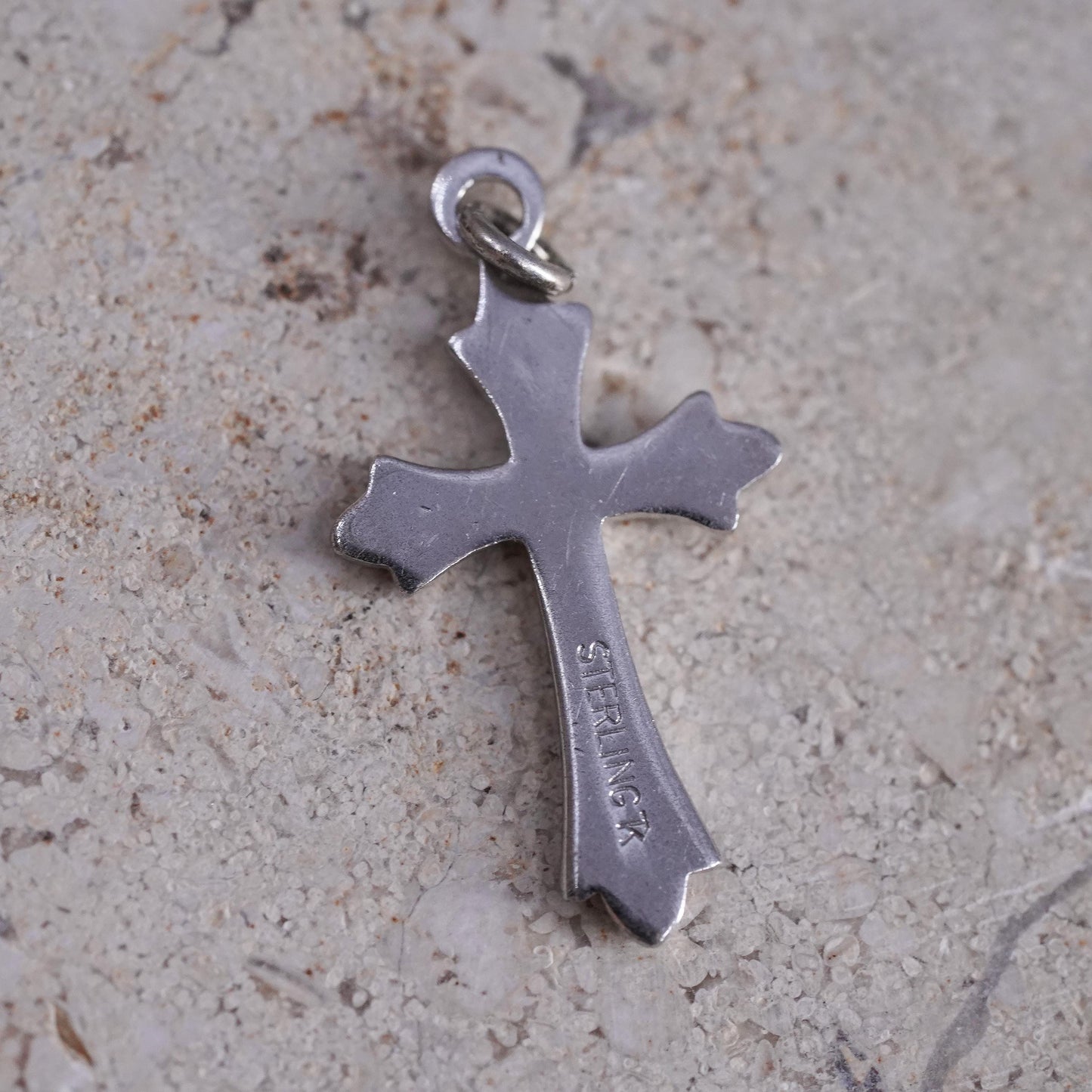 Sterling silver handmade charm, solid 925 silver cross pendant