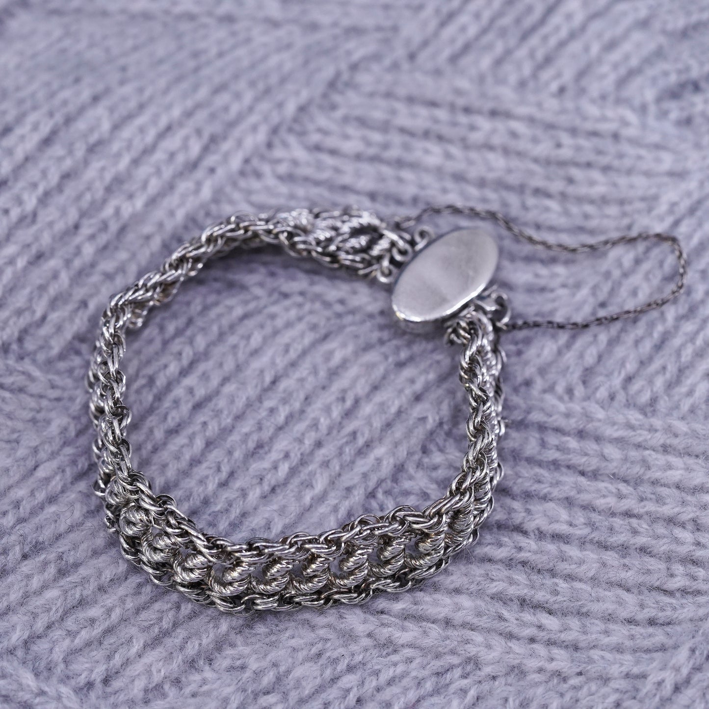 6.75" jewelry, sterling silver handmade multi-strands bracelet, 925 rope chain