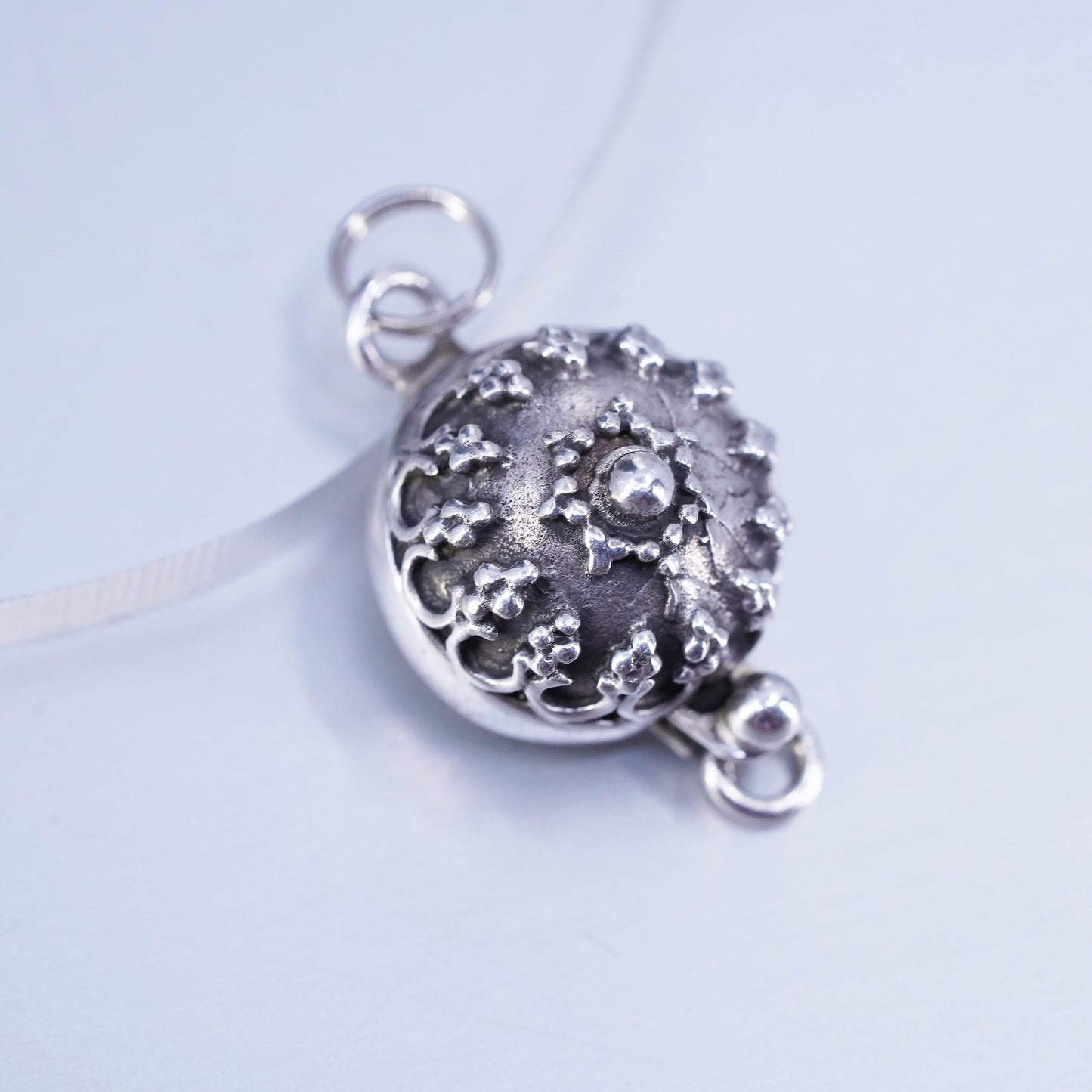 Vintage Sterling 925 silver handmade beaded clasp