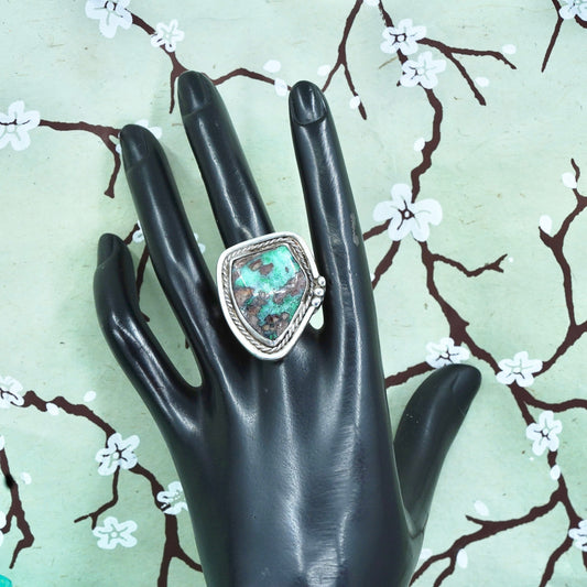 Size 8.75, Native American sterling silver ring, handmade 925 ring turquoise