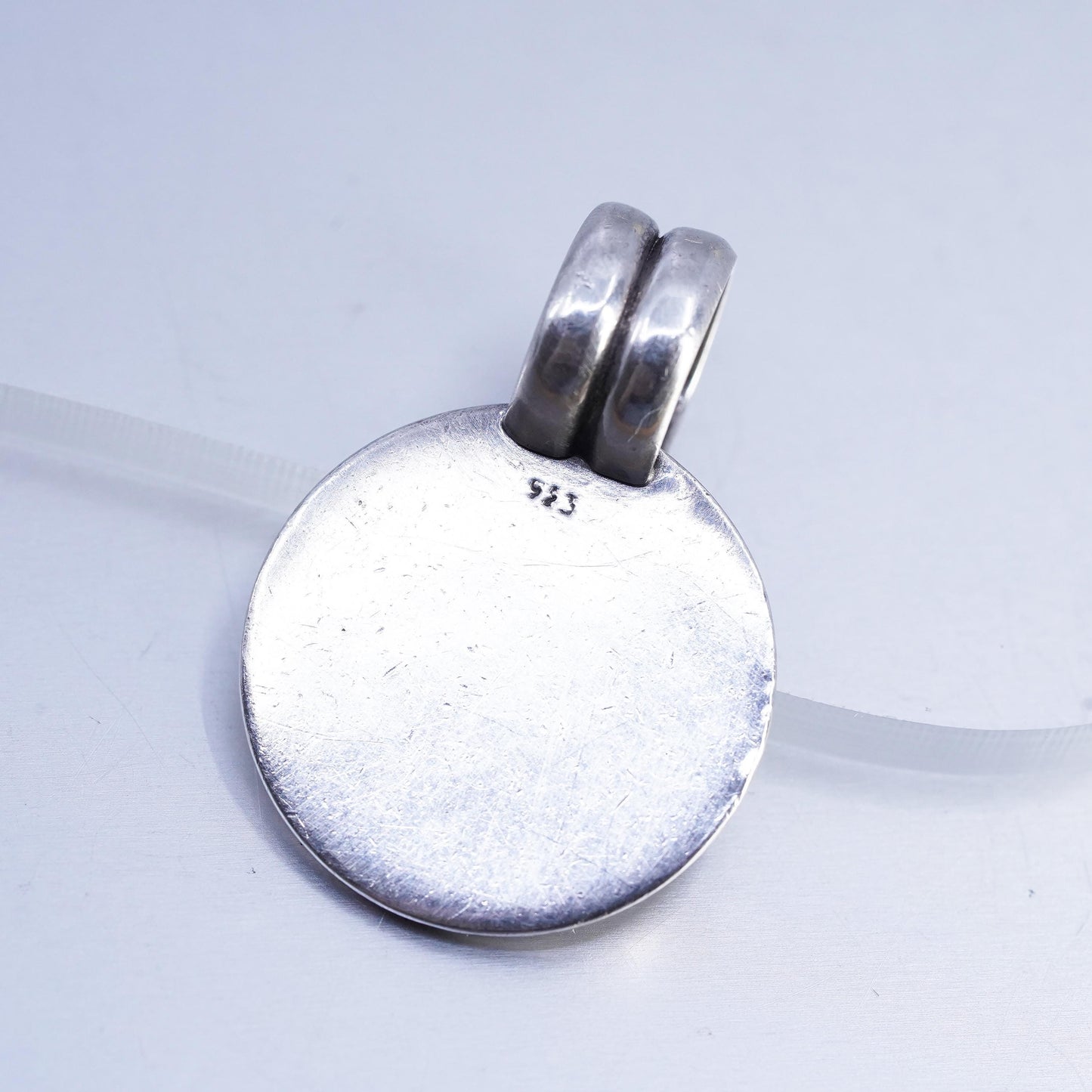 Mexico Sterling 925 silver circle charm pendant, initial monogram "SCL"